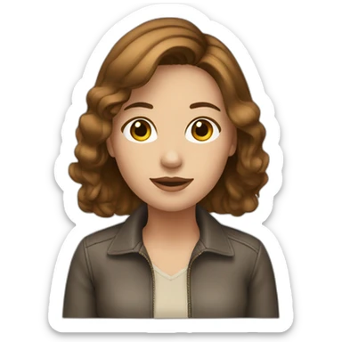 brown-haired girl with bob designer interior sticker