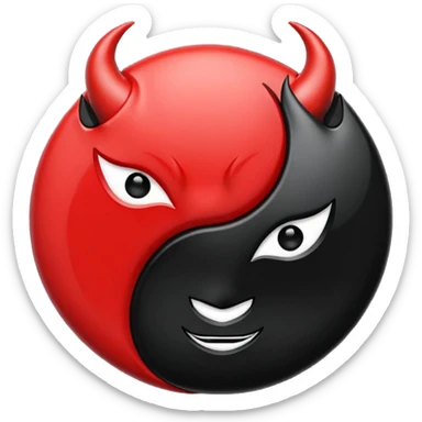 Yin Yang with Devil Combination sticker
