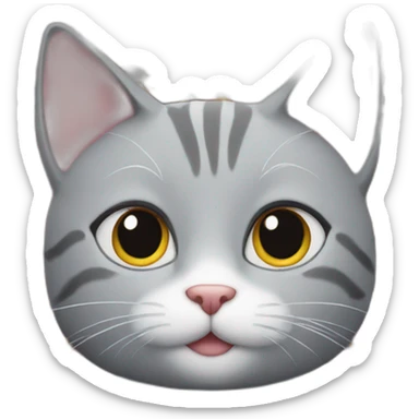 grey cat outside a doughnut shop sticker