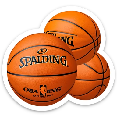 Minimalist basketball in classic orange color with small Spalding and NBA logos sticker