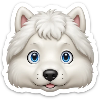 big blue eyed white dog sticker