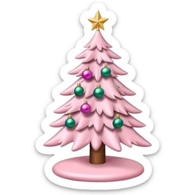 pastel pink christmas tree sticker