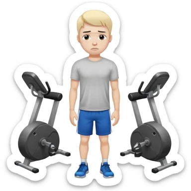young sad guy in gym sticker