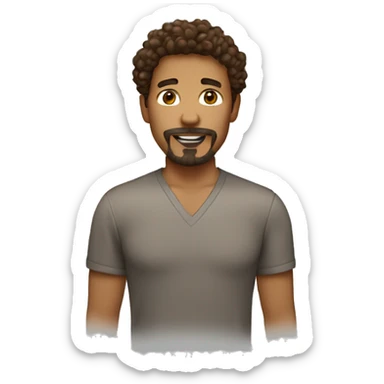 Man with goatee and brown curly har sticker