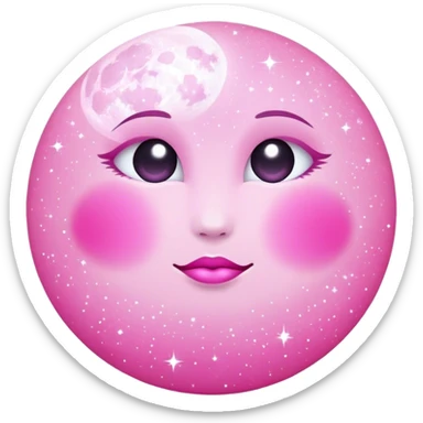 Pink sparkles with moon sticker