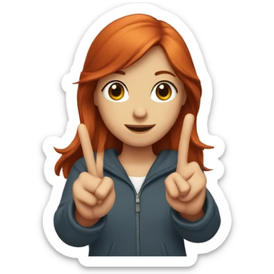 redhead girl doing a peace sign  sticker