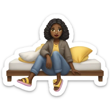 girl wearing a cross body purse sleep slippers sticker