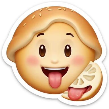 happy face with small tongue out tasting delicious food sticker