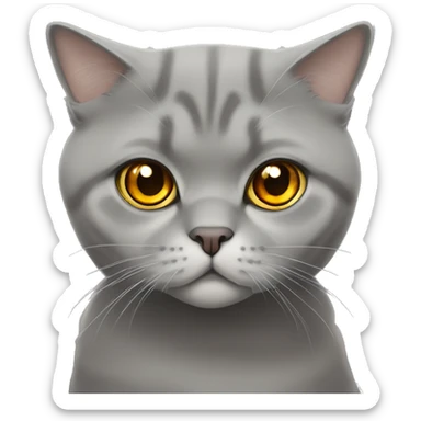 grey scottish fold cat with amber eyes sticker