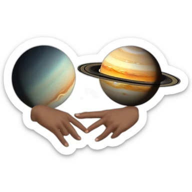 saturn holding hands with jupiter sticker