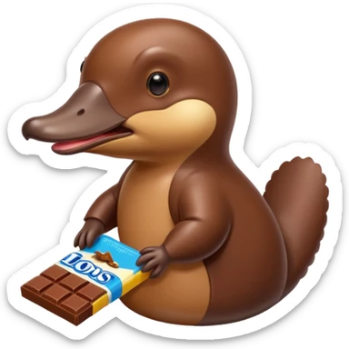 platypus eating eating chocolate sticker
