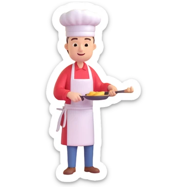 3D style of a man cooking in a kitchen with a modern feel sticker