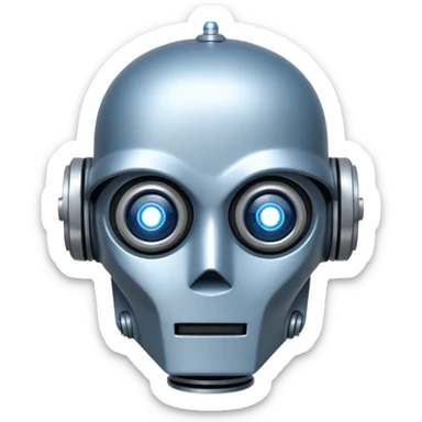 Crée-moi un robot sympathique, pour un chatbot moderne, je veux uniquement la tête sans le corps inspiré de Star Wars sticker