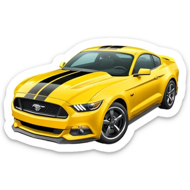 Ford Mustang with center black strip design and in written 309 and in front real pony logo in yellow colour  sticker