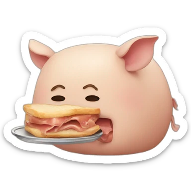 Cerdo comiendo pan sticker