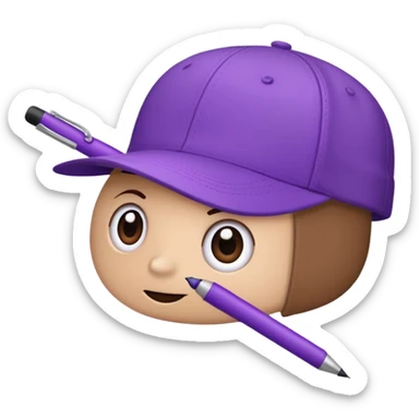 A plastic brown ball cap and the long rectangle purple. (With a pen) And looks like a BFDI style sticker