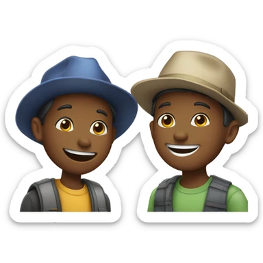 boys in hats sharing smiles sticker