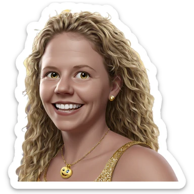 smiling girl with jewelry sticker