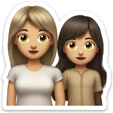 girl with long dark hair with bangs and brown eyes and her toddler sticker