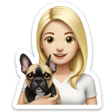 Blonde girl with black/white French bulldog sticker