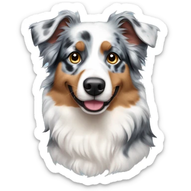Blue Merle Australian shepherd with heterochromia and blue bow on top of her head sticker