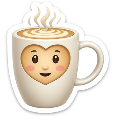 White coffee mug with latte sticker