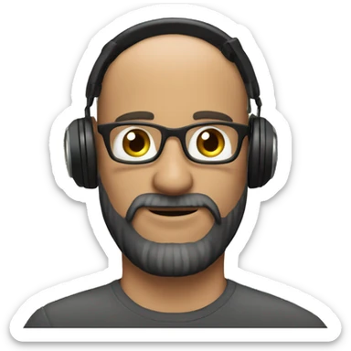 man selfie stick camera headphones beard sticker