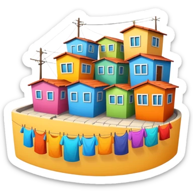 favela with bright houses and laundry lines sticker