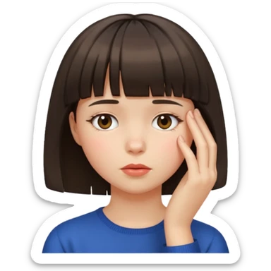 face palm girl with short hair and bangs sticker