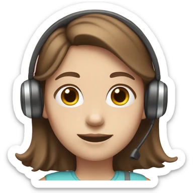 girl with brown hair, pale skin tone with a pink headset sticker