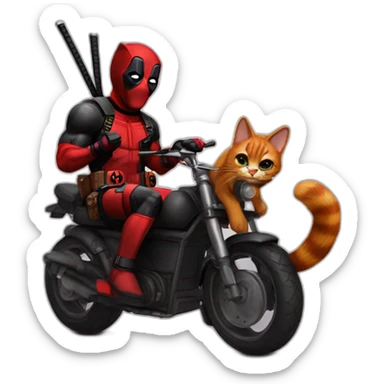 Deadpool riding nian cat sticker