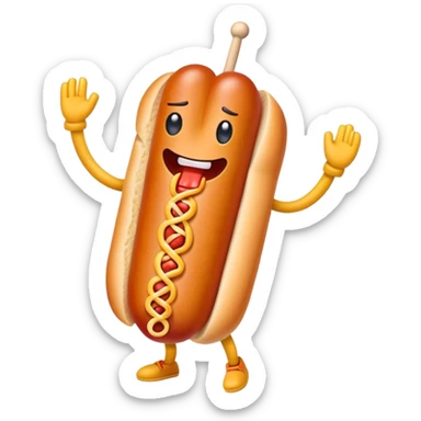 Hotdog with arms and legs angry face  sticker