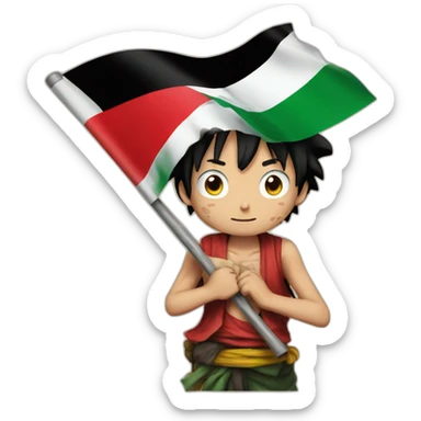 Luffy-holding-palestinian-flag sticker