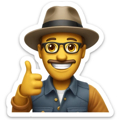 a designer with a hat doing a thumbs up and smiling wide sticker