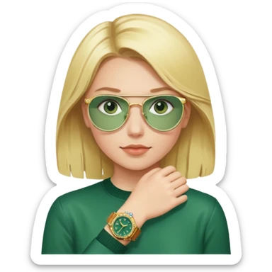 Breitling green faced watch on blonde girl wrist  sticker