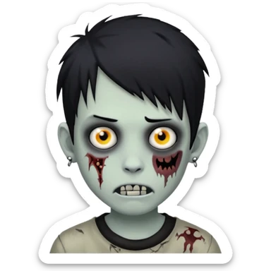 boy zombie with black hair emo piercing  sticker