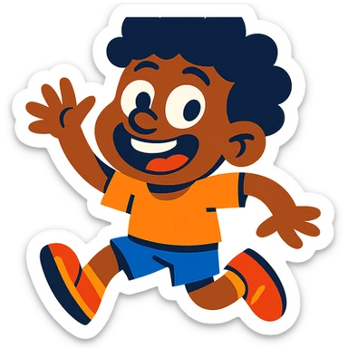 black boy with curly hair, intentionally exaggerated and humorous, playful and cartoonish style, vibrant colors sticker