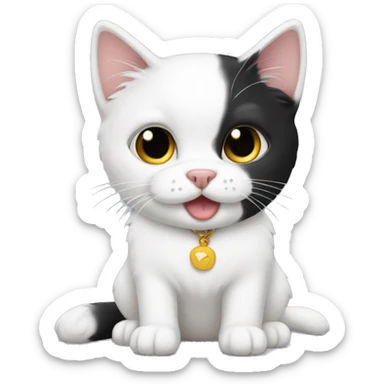 Maltese play with tuxedo cat sticker
