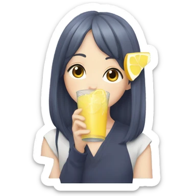 Hinata from haiyku drinking lemonade sticker