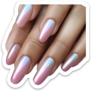 Long oval iridescent pink french manicure sticker