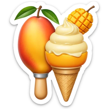 mango and scoop of vanilla ice cream sticker