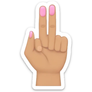 middle & ring finger crossed, pinky out, index out, and thumb tucked; making a W sticker