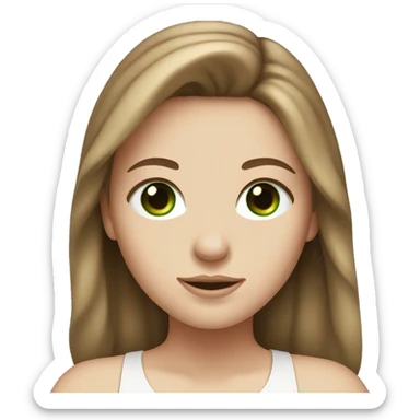 White girl with green eyes and brown hair  sticker