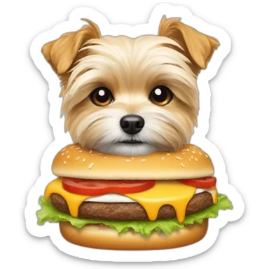 morkie eating a burger sticker