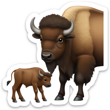 Bison calf and mother bison  sticker