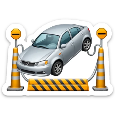 car crashed to a trafic barrier sticker