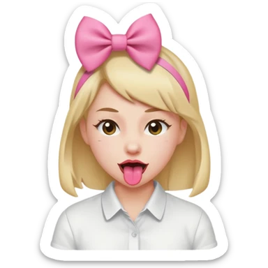 Winky face with tongue out with a small pink ribbon on head sticker