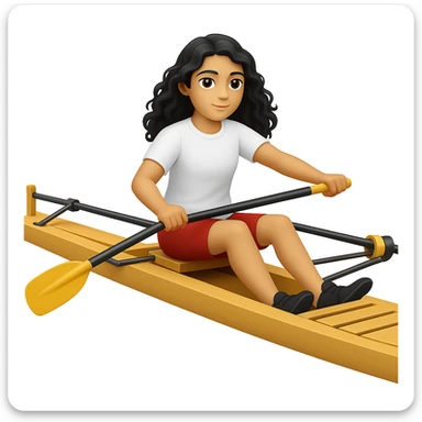 Make the girl's outfit red shorts and a white short-sleeved t-shirt in the style of apple style emojis sticker