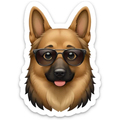 German Shepherd long breed with sunglasses sticker