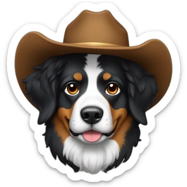 Berner sennen dog with a cowboy hat sticker